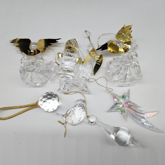Acrylic Angel Lot Metal Wings Hanging Ornaments With Gold Accents Christmas - Picture 7 of 8